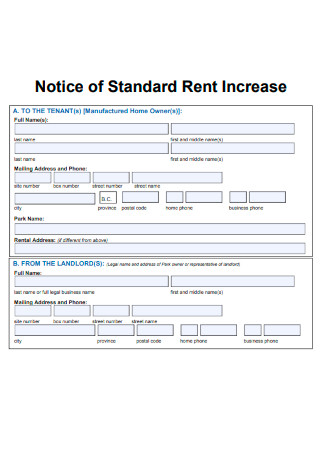 Notice of Standard Rent Increase