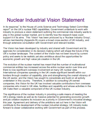 Nuclear Industrial Vision Statement