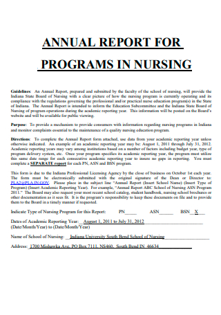Nursing Annual Report For Programs