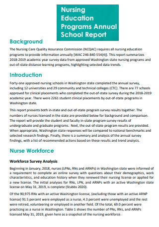 Nursing Education Programs Annual School Report