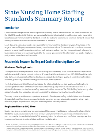 Nursing Home Staffing Summary Report