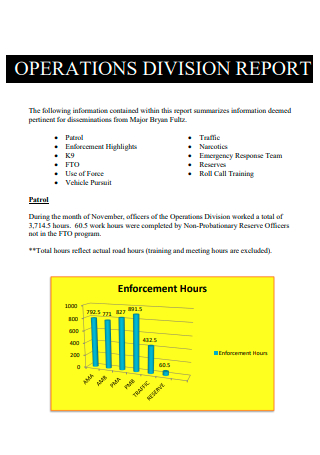 Operations Division Report