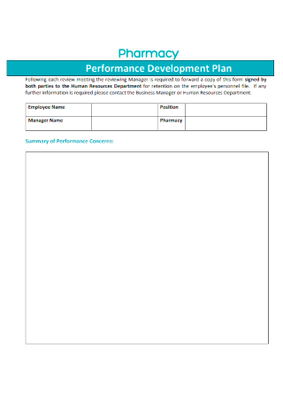 Pharmacy Performance Development Plan