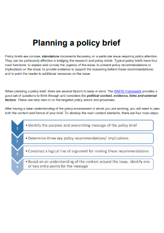 Planning a Policy Brief