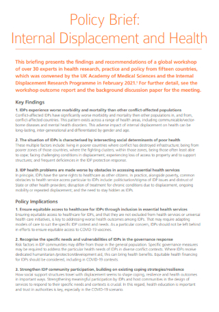 Policy Brief Internal Displacement and Health