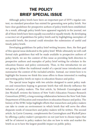 Policy Brief Special Issue