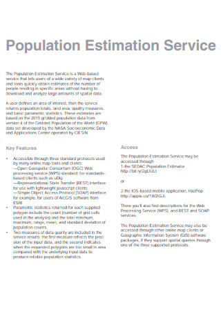Population Estimation Service