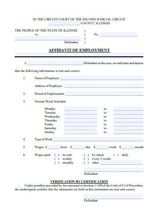 Printable Affidavit of Employment