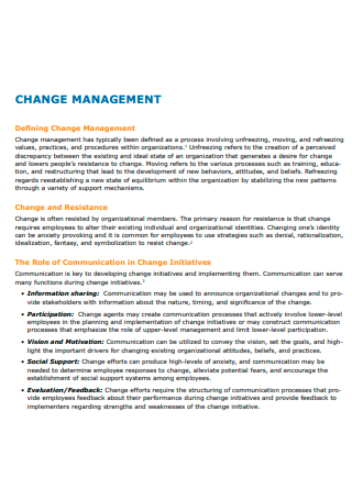 Printable Change Management