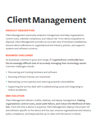 Printable Client Management