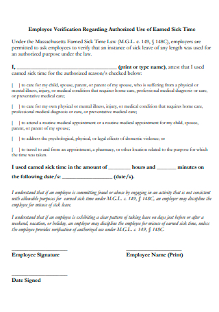 Printable Employee Verification