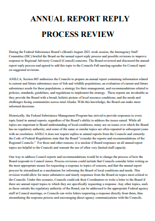 Process Review Annual Report