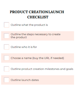 Product Creation Launch Checklist