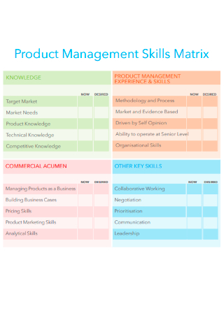 Product Management Skills Matrix