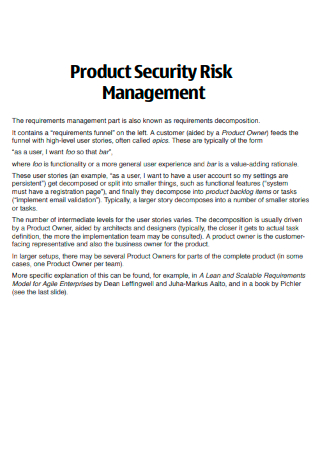 Product Security Risk Management