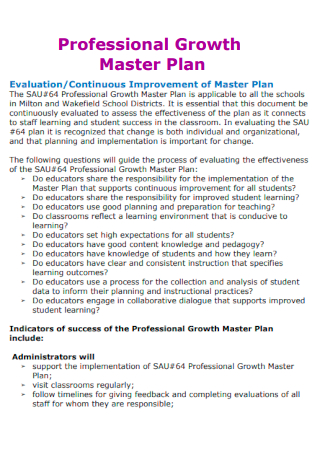 Professional Growth Master Plan