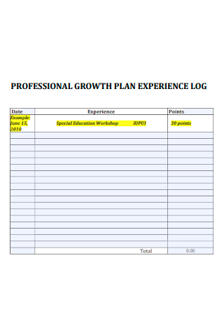 Professional Growth Plan Experience Log