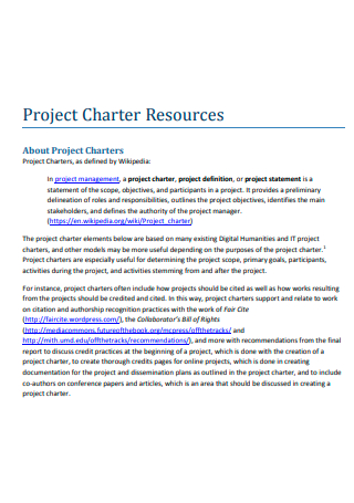 Project Charter Resources