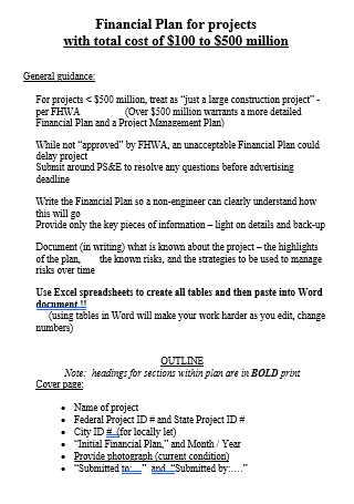 Project Financial Plan in DOC
