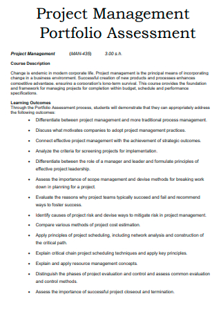 Project Management Portfolio Assessment