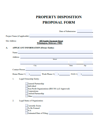 Property Disposition Proposal Forn
