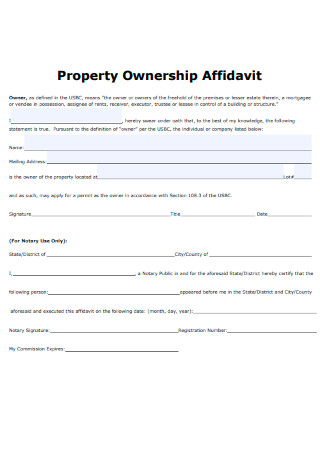 Property Ownership Affidavit