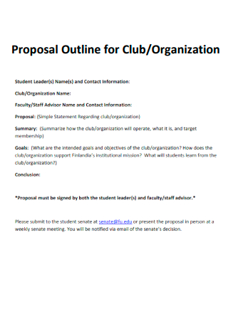 Proposal Outline for Club Organization