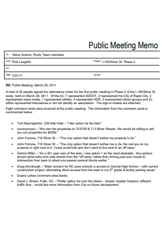 Public Meeting Memo