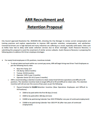 Recruitment and Retention Proposal