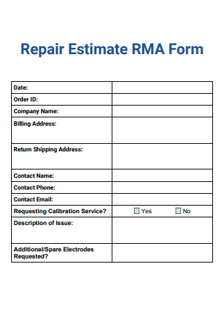 Repair Estimate Form