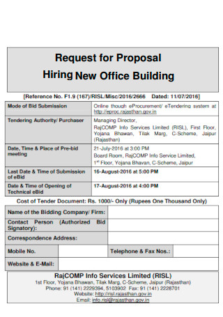 Request for Proposal Hiring New Office Building