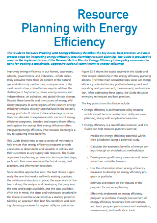 Resource Planning with Energy Efficiency