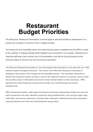 Restaurant Budget Priorities