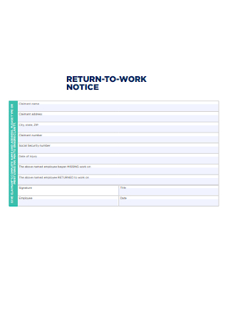 Return to Work Notice
