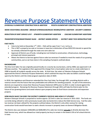 Revenue Purpose Statement Vote