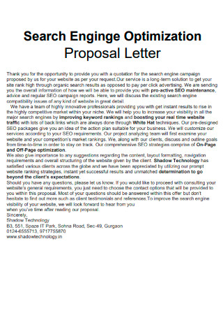 SEO Proposal Letter