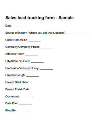 Sales Lead Tracking Form