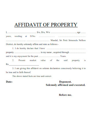 Sample Affidavit of Property
