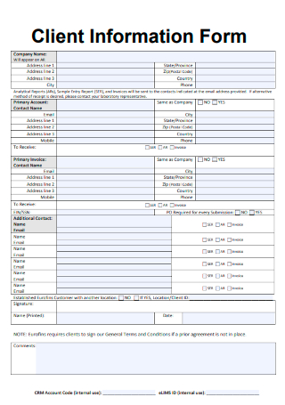 Sample Client Information Form