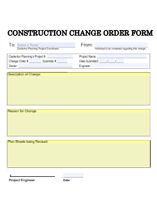 Sample Construction Change Order Form