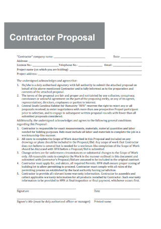 Sample Contractor Proposal
