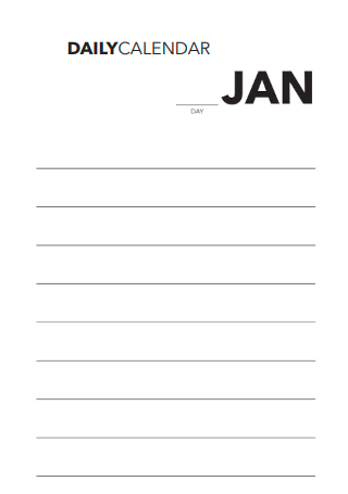 Sample Daily Calendar