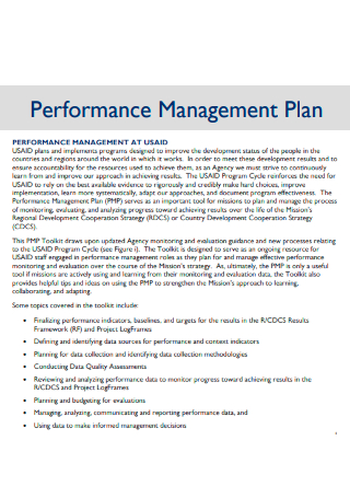 Sample Performance Management Plan