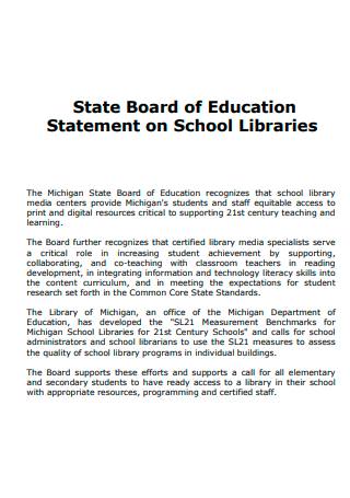 School Libraries Statement