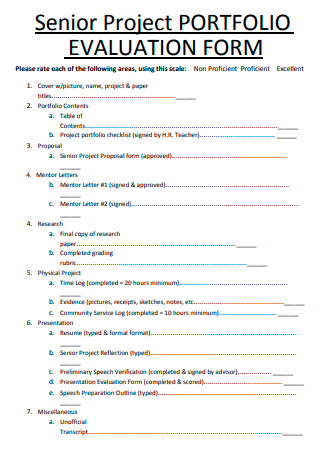 Senior Project Portfolio Evaluation Form