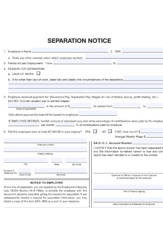 Separation Notice
