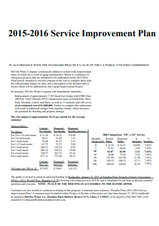 Service Improvement Plan in PDF