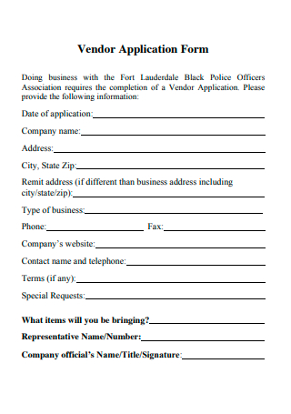 Simple Vendor Application Form