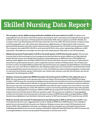 Skilled Nursing Data Report