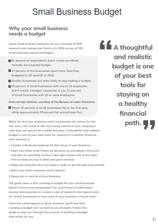Small Business Budget in PDF